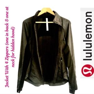 Black Lululemon Jacket With 4 Zippers & Hidden Hood